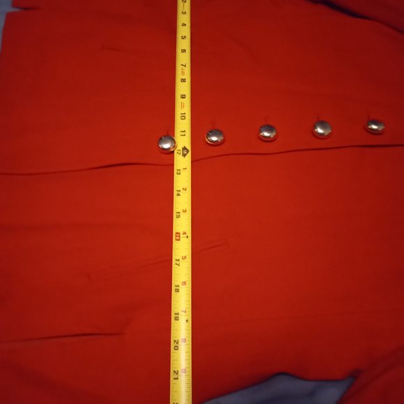 CHURCH FLOW!! 2-piece dark red pleated skirt suit with beautiful gold buttons - Picture 11 of 16